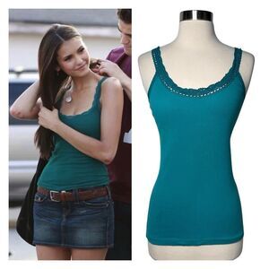 VTG Lace Trim Tank Top ASO Elena Gilbert ALT Size S Y2K Grunge Vampire Diaries